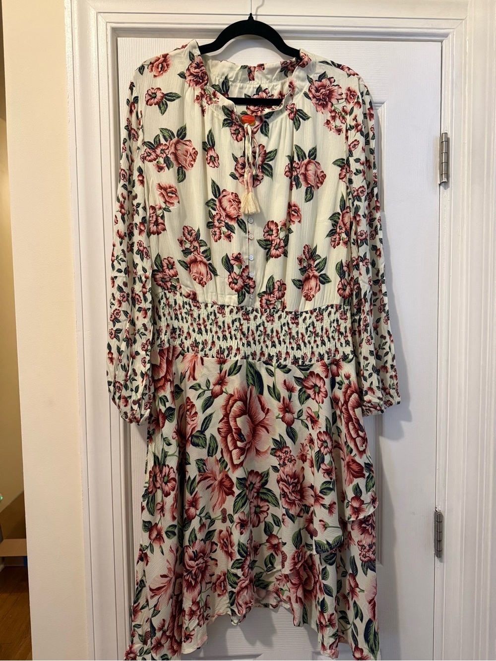 NWOT FARM Rio Cream Dress with Rose Print